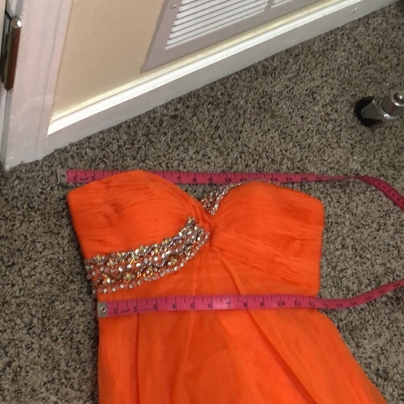 NWT Sherri Hill Maxi Dress Size 0 Orange Rhinestone Beaded Gown Style 3912 - Picture 7 of 8
